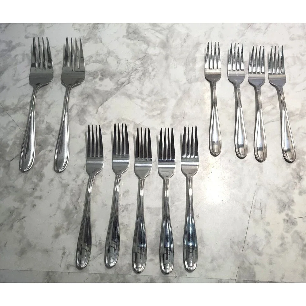Lot of 11 Pfaltzgraff Vasa Dinner & Salad Forks Stainless Steel Flatware 18/0